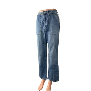 Hollister Curvy Ultra High Rise Dad Women's Blue Straight Denim Jeans Size 27x29 thumbnail 2
