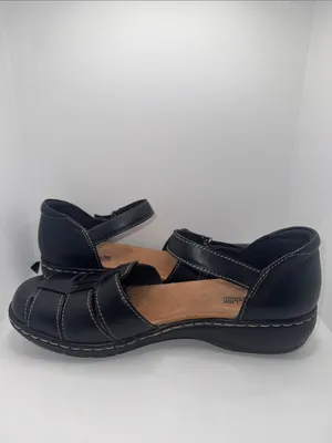 CLARKS Leisa Wave Fisherman Sandal Flats Black Leather Women’s 7 thumbnail 5