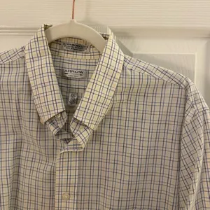 Arrow Dover Broadcloth White Blue Striped Button Up Dress Shirt Large thumbnail 3