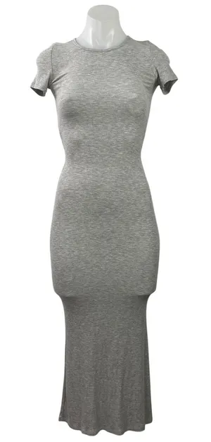 Aritzia The Group Babaton Heather Gray Short Sleeve Knit Maxi Bodycon Dress XS thumbnail 1