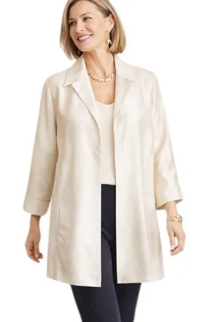 NWT Chico’s Subtle Sheen Topper Jacket Natural Cream Size 3 or XL thumbnail 1
