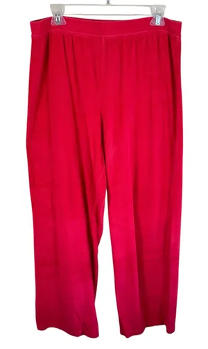 Fresh Produce Pinkish Red High Rise Straight Leg Pull On Velour Pants Size L‎ thumbnail 1