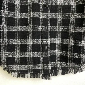 House of Harlow Shacket Womens Medium Black Button Up Tweed White Check Heavy thumbnail 5