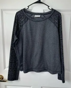 Calia by Carrie Underwood Onyx Velvet Sweatshirt Women's Size L Black Gray thumbnail 1