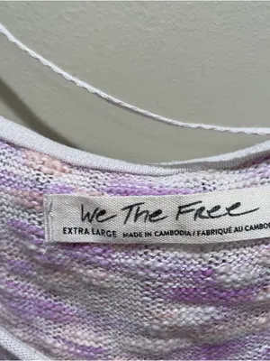 We The Free Spaced Out Long Sleeve Thermal Top Pink Combo Women Size XL thumbnail 4