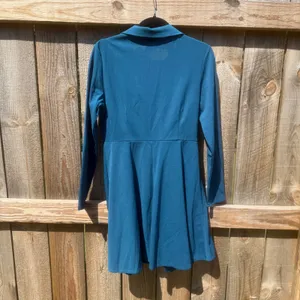 Shein Teal Pleated Blazer Dress Long Sleeve Mini Size M US 6 thumbnail 3