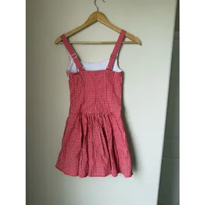 Abercrombie & Fitch The A&F Mila Drop-Waist Mini Dress Red Gingham Size XXS thumbnail 2