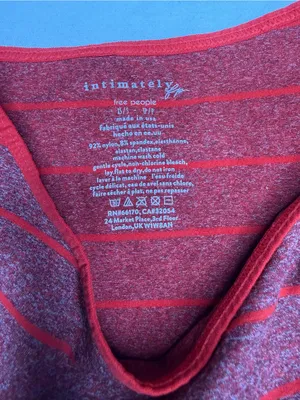 Free People Red Heathered and Bright Red Striped V-Neck Sweater thumbnail 2