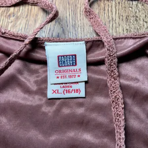 Y2K Faded Glory‎ Brown Silk Crochet Cami Top Womens XL Boho Romantic Vintage thumbnail 9