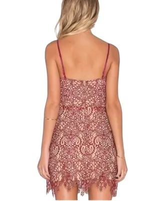 For Love & Lemons Vika Paisley Lace Mini Dress Rust Size Small thumbnail 2