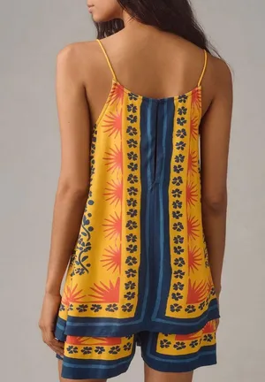 Farm Rio Sunshine Tie Neck Layered Romper, Size L thumbnail 5