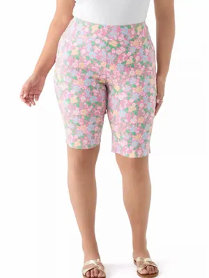 NWT Kim Rogers Millennium Tummy Control Bermuda Shorts, Pink Floral, Size 18W thumbnail 2