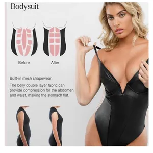 NWT Popilush Red Faux Leather Corset Shapewear Bodysuit Underwire V-Neck Medium‎ thumbnail 3