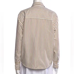 Reformation Striped Button-Up Shirt tan cream thumbnail 4