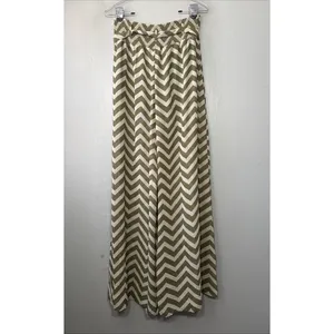 Heart Soul Wide Leg Sheer Chiffon Pants Size Medium Chevron Green Striped Flowy thumbnail 4