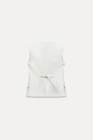 ZARA white vest top sleeveless blazer jacket thumbnail 8