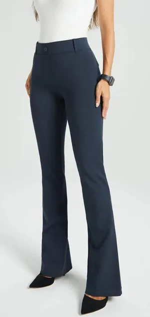 Betabrand Navy Blue flare Dress Pants Yoga Pants Medium Long work trousers thumbnail 1