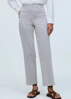 NWT Madewell The Emmett Wide-Leg Crop Pant: In Smokey Grape Stripe Size 23 thumbnail 1