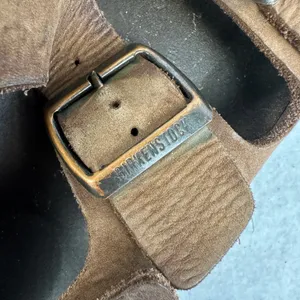 Birkenstock Milano Sandals Suede Leather Brown Womens Size 7 37 EU Grunge‎ Retro thumbnail 4
