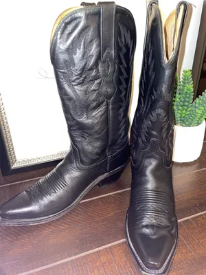 Old West Black Leather Western Heeled Boots LF1510 Size 6 thumbnail 15