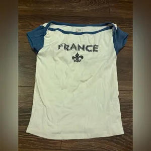 BDG White and Blue Graphic Tee France thumbnail 1