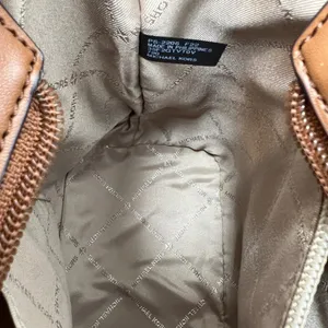 Michael Kors Brown Gold Metallic Print Top Zip Tote Bag thumbnail 7