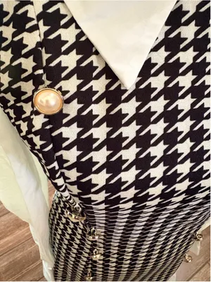 ChicMe Houndstooth Mini Dress, Women’s Size M Black and White thumbnail 3