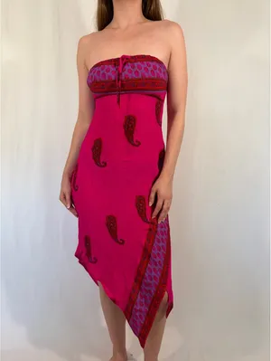 Strapless Paisley Mermaid Beach Summer Midi Dress thumbnail 5