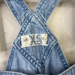 Free People We The Free Blue Cotton Baggy Cuffed Shortall Overall Denim Shorts thumbnail 9