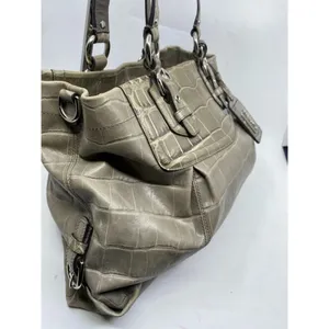 COACH Animal Embossed Leather Gray Shoulder Bag thumbnail 3