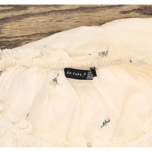NWT Black Tape Size Printed Cotton Flutter-Sleeve Top Garden Way Off white 2X thumbnail 8