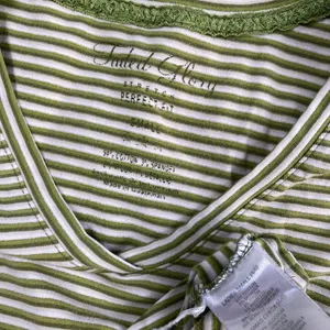 Faded Glory Stripes V Neck Short Sleeve Top Y2k Grunge Alt Mallcore thumbnail 7