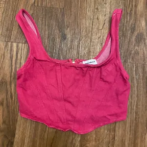 Superdown Womens Hot Pink Denim Crop Cropped Corset Tank Top S Small Bust 30” thumbnail 1