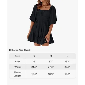 NEW Square Neck Tie Back Lantern Sleeve Ruffle A-Line Dress XL thumbnail 4