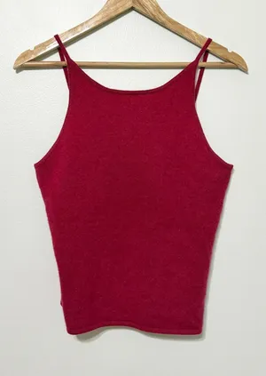 Ann Taylor 100% Cashmere Red Tank Top Size Small Fall Winter thumbnail 1