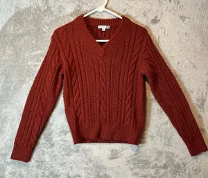JW Anderson X uniqlo Cable Knit V Neck Sweater‎ Size XS Wool Blend Orange thumbnail 1
