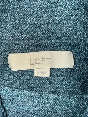 LOFT Women's Teal Blue Cowl Neck Long Sleeve Knit Sweater Size M thumbnail 2