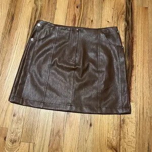 Olivaceus Brown Faux Leather Mini Skirt Size L thumbnail 2