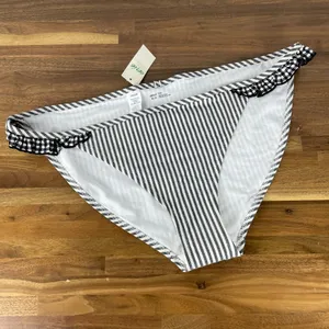 Aerie Bikini Bottom Women M Black White Stripe Gingham Ruffle Full Coverage NWT thumbnail 1