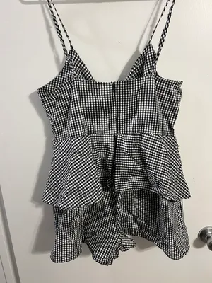 GB Black Checkered Print Romper thumbnail 3