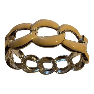 Beige and Silver Chain Link Bracelet, One Size thumbnail 2
