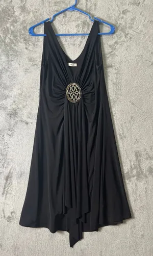 Vintage‎ Y2K Black Jeweled (missing stones) Handkerchief Hem Dress Glam Fairy LG thumbnail 1