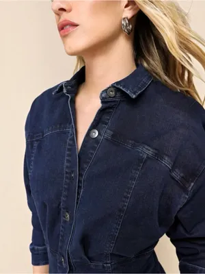 Free People Dark Wash Stretch Denim Mini Dress Size 2 thumbnail 4