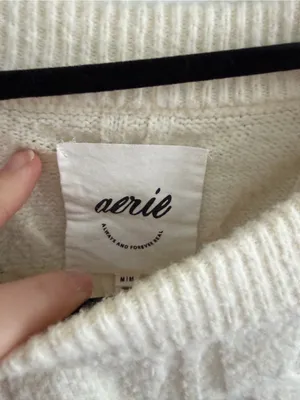 aerie Cable Knit Crewneck Sweater - Cream thumbnail 2