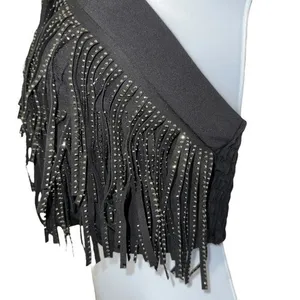 EFFORDRAM Black Faux Suede‎ Front With Rhinestones Halter Top NWOT Size Medium thumbnail 5