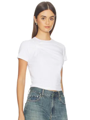 NWOT Good American Super Stretch Twist Tee in White Size Small thumbnail 3