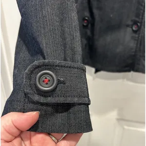 Ann‎ Taylor LOFT Womens Med Dark Wash Denim Double Breasted Pea Coat Jacket Y2k thumbnail 2