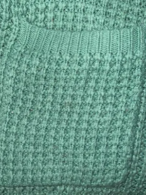 Green waffle knit cardigan. thumbnail 6