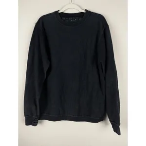 Royce Comfy Corded Top Sweatshirt Women's Small Thumb Holes Black‎ Minimalist thumbnail 4