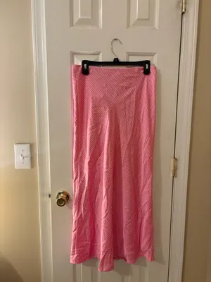 ZARA Striped Satin Midi Skirt thumbnail 2